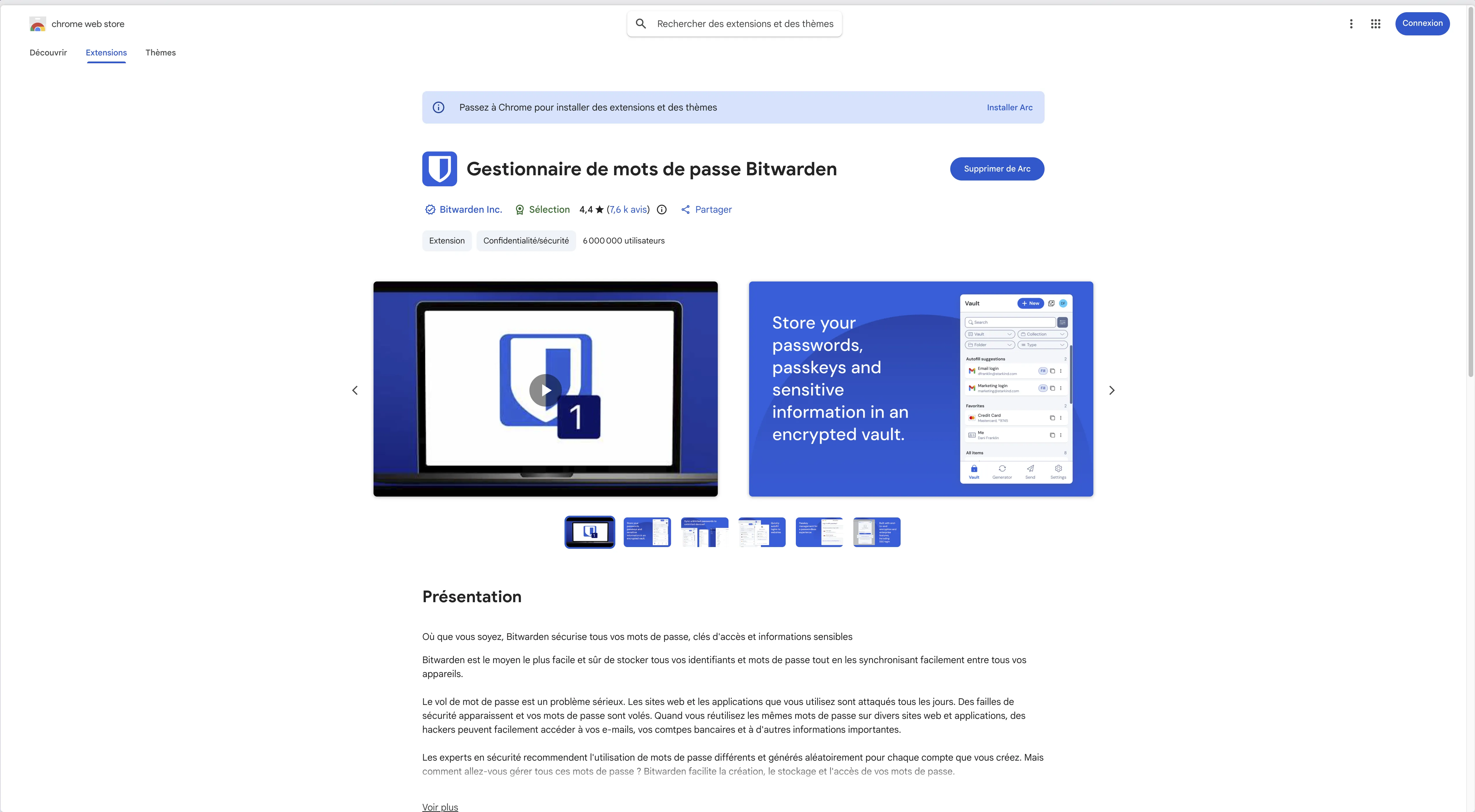 Installation de l'extension