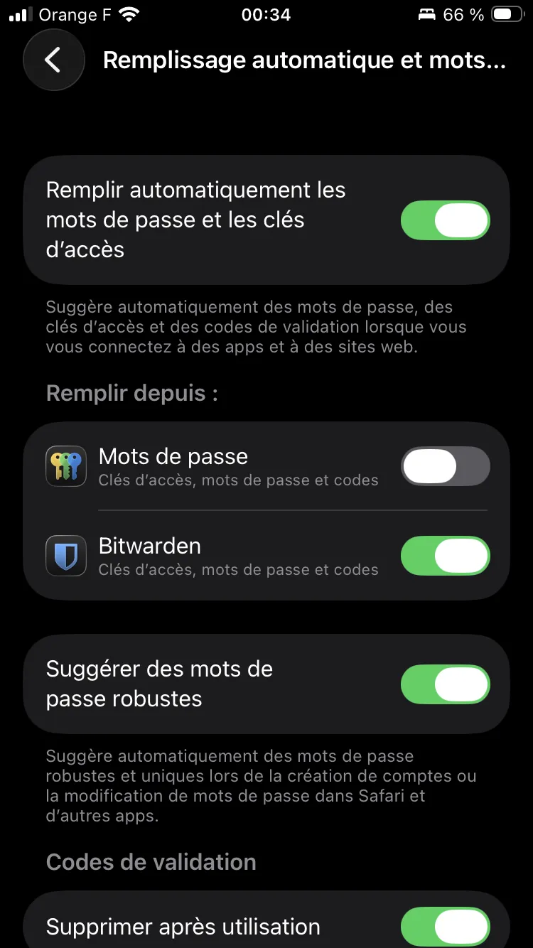 Remplissage automatique iOS